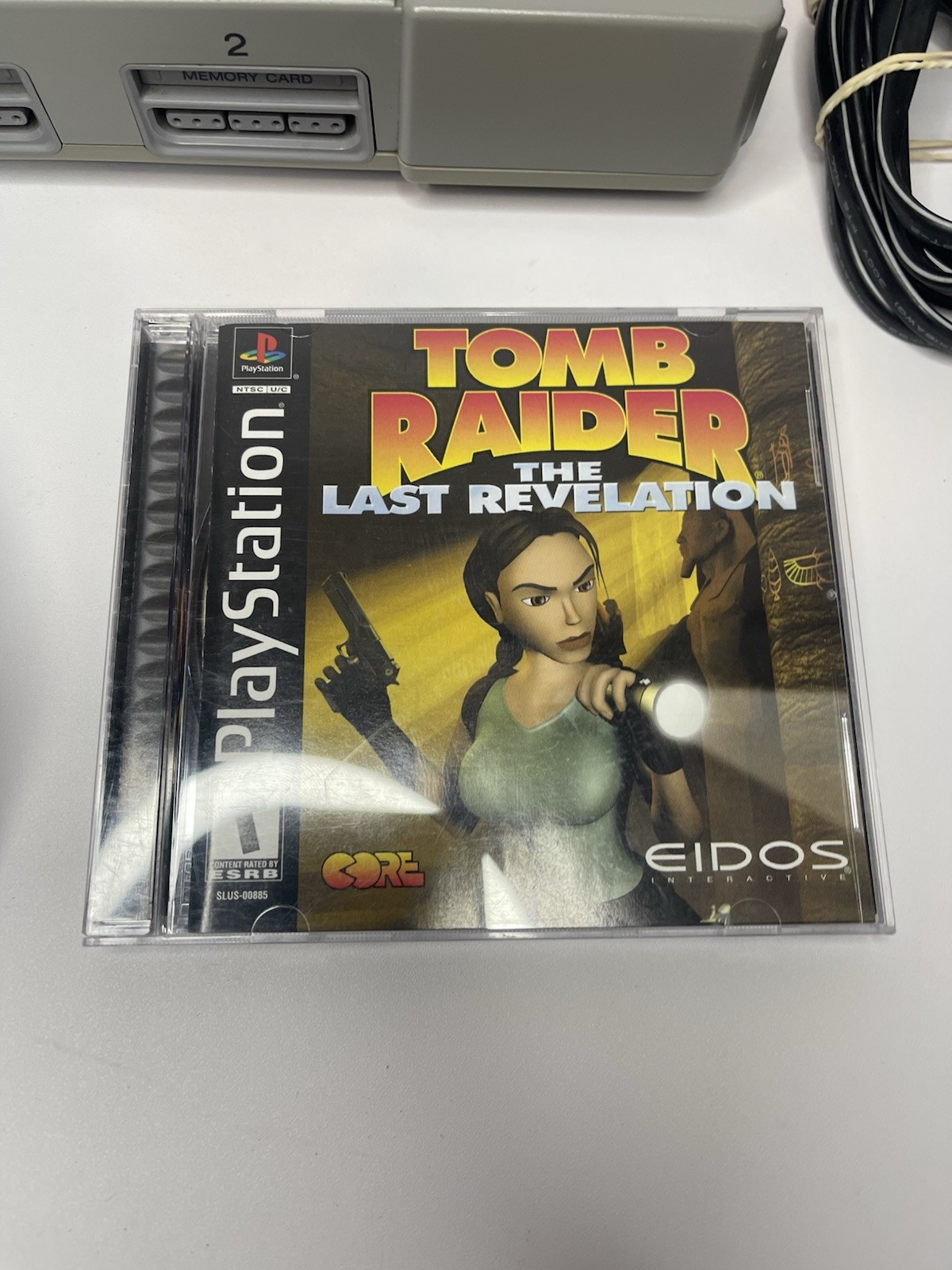 Sony PlayStation 1 PS1 SCPH-7001 Console System Bundle With Tomb Raider & Cables