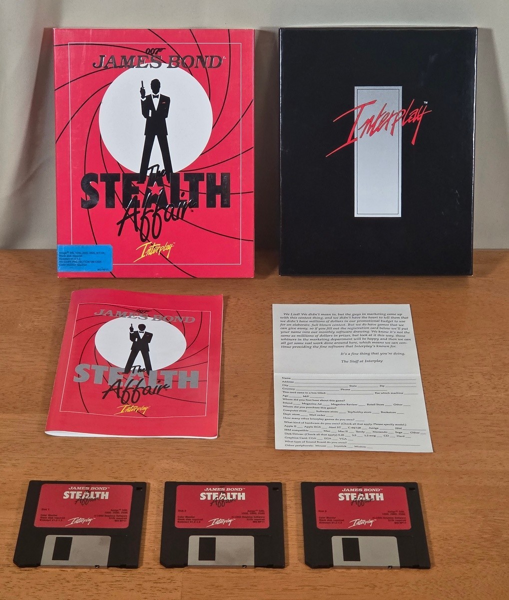 James Bond Stealth Affair Interplay Commodore Amiga Big Box Game Complete CIB