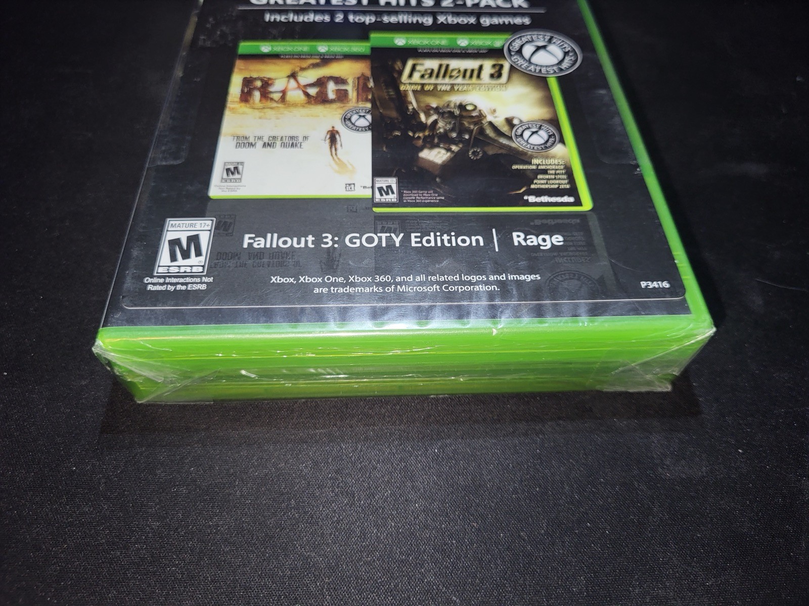 Xbox Greatest Hits 2 Pack Fallout 3 GOTY Edition/Rage Xbox 360/One NEW SEALED