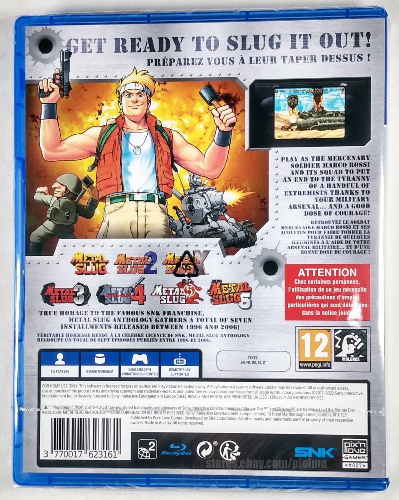 METAL SLUG ANTHOLOGY Brand New PS4 Game PlayStation 4 EU Release, US Seller