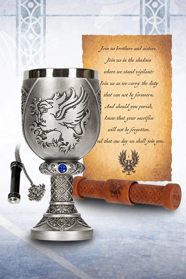 Dragon Age Grey Warden Joining Chalice Cup Letter Case Necklace Pendant Bundle