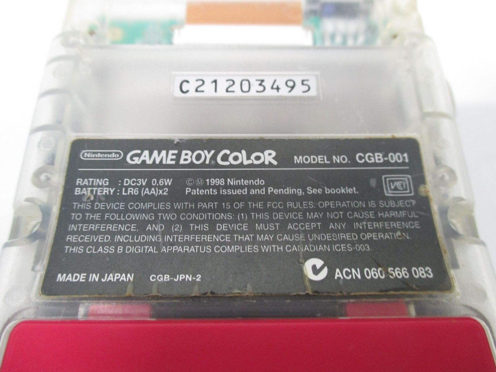 GB — Game Boy Color Console – Clear — Game Boy, JAPAN Game Nintendo. 22222