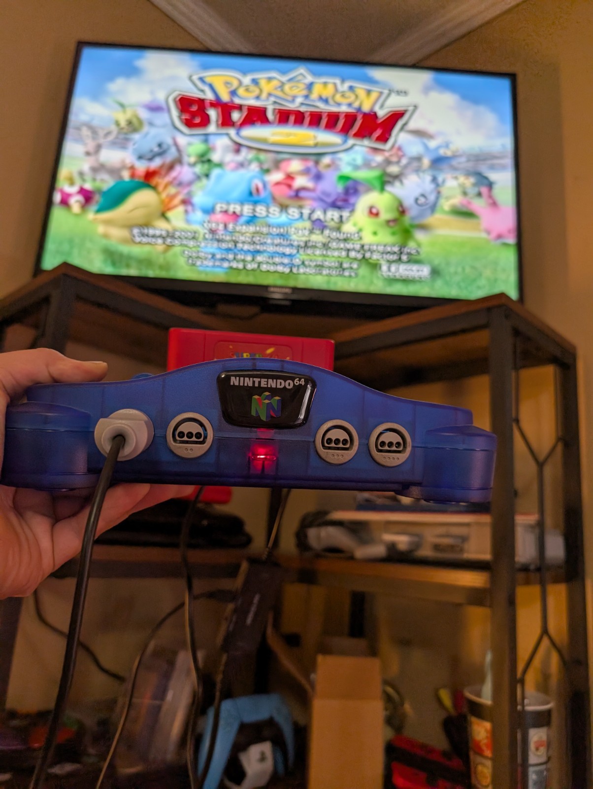 Nintendo 64 N64 Translucent Blue Console Completely Rebuilt With 4 Controllers!!