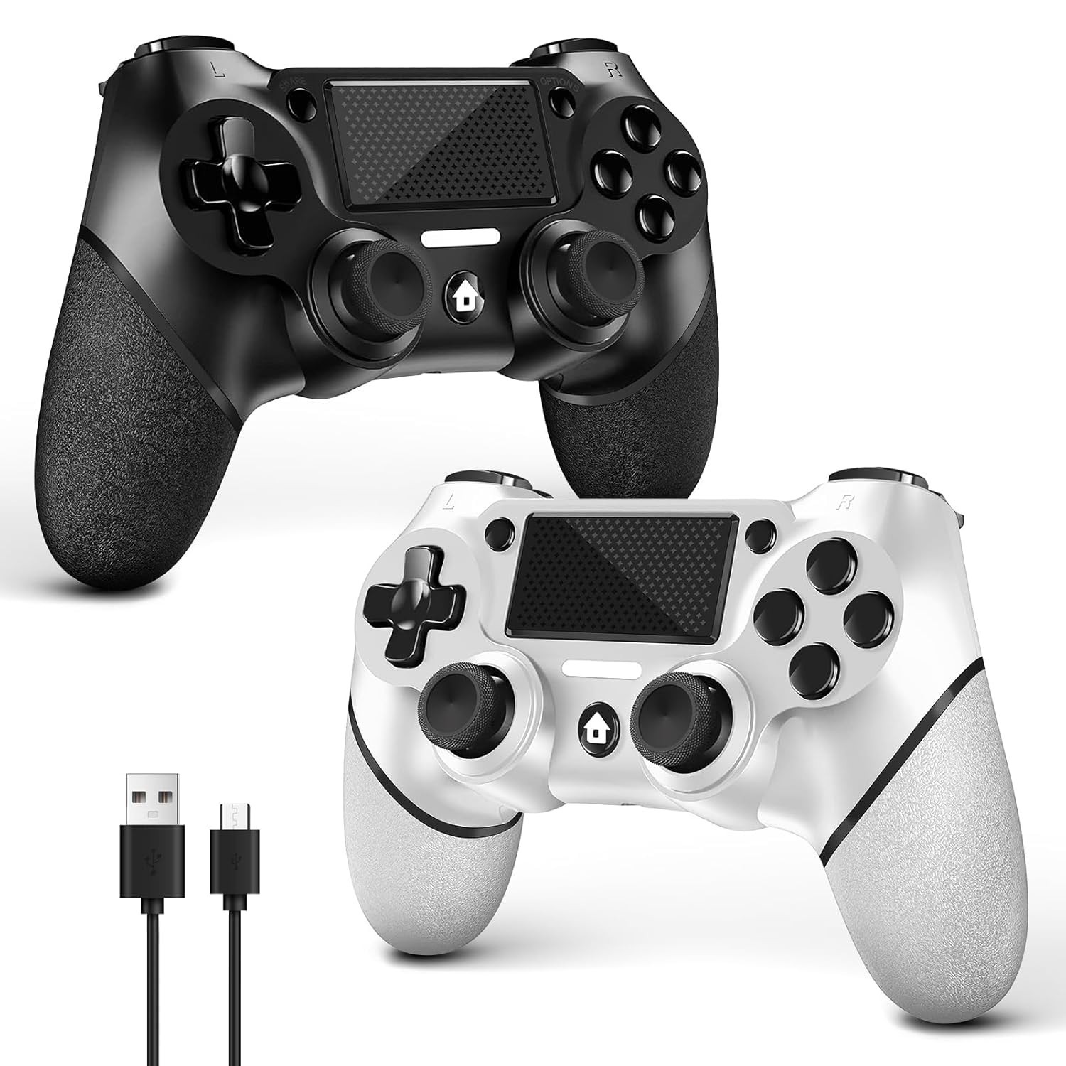 Two Pack PS4 Controllers – Ergonomic Wireless Design with USB-C Cable Included