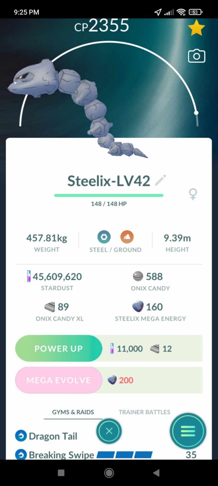 Pokemon Steelix LV42 Under 2500CP – Unlock 3 moves PVP – TRADE – Description