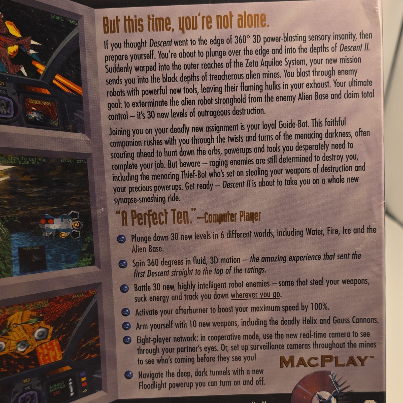 Rare Vintage Descent II For MAC Only 1996 MacPlay Big Box Apple Macintosh Game