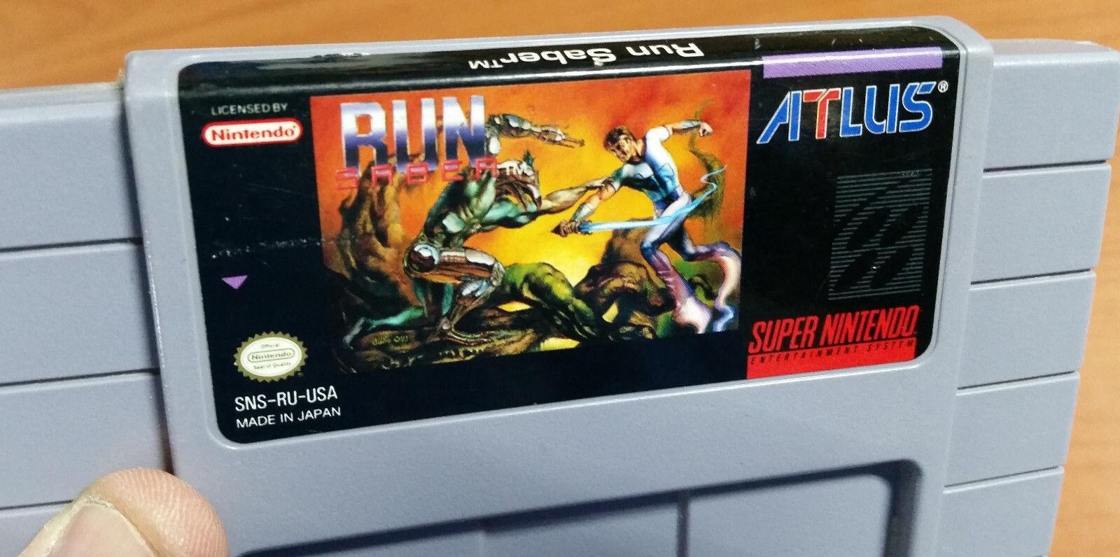Run Saber game cartridge SNES English version