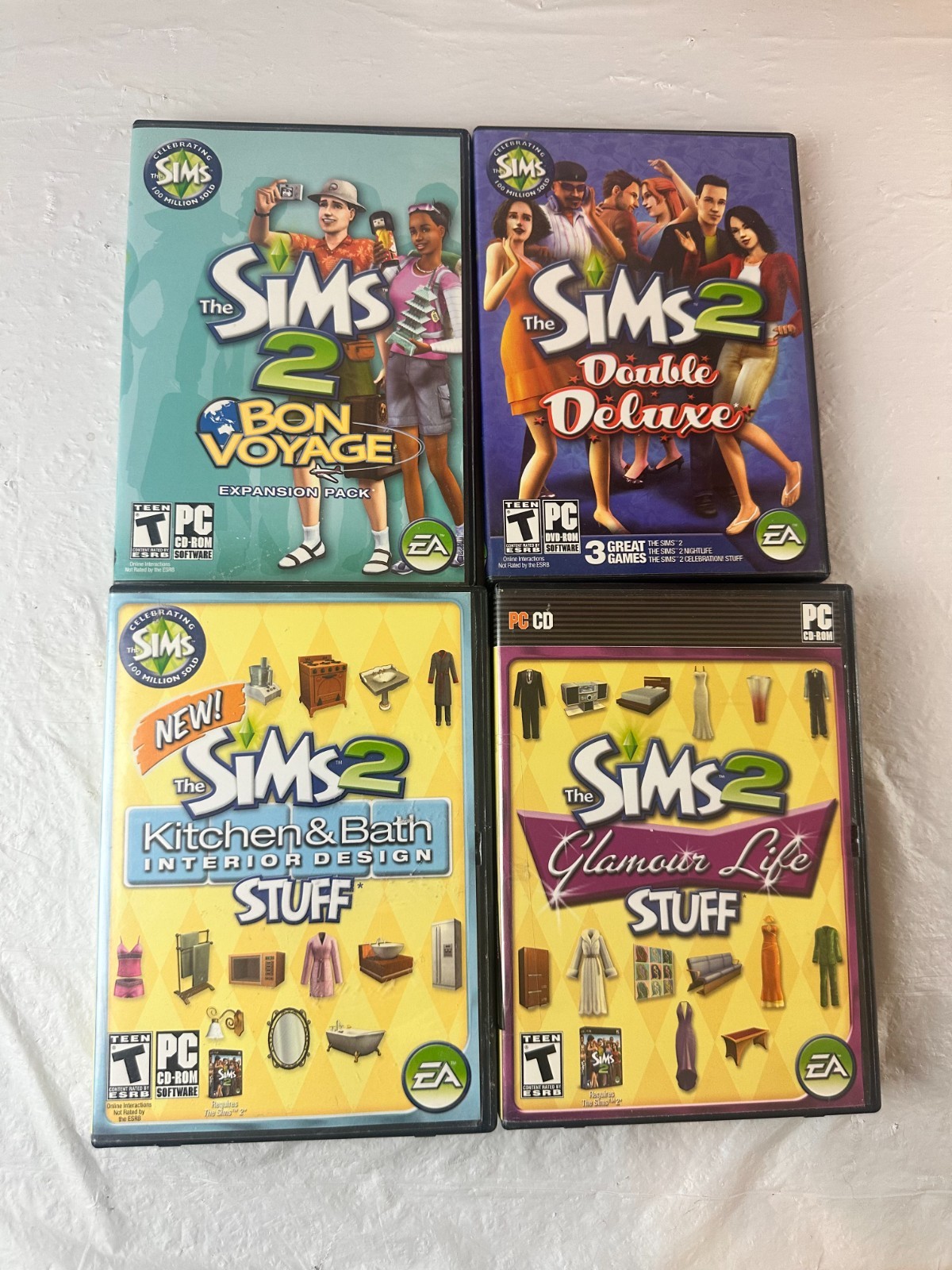 The Sims 2 Series PC Games Bon Voyage Double Deluxe Kitchen & Bath CDROMs Lot