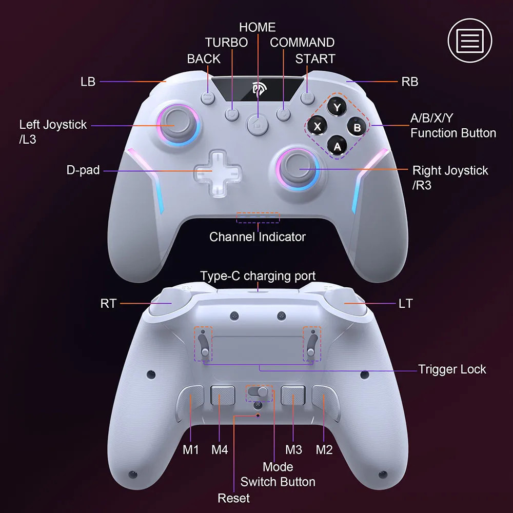 EasySMX X20 Enhanced Wireless Gamepad Compatible with PC/NS/TV/Phone/Laptop