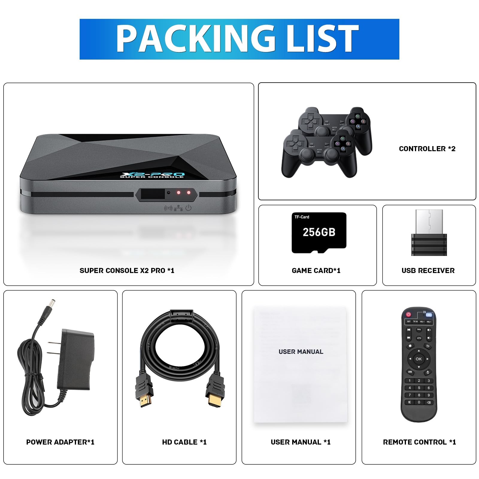 Kinhank Retro Game Console Super Console X2 Pro Built-in 65000+ Games, Video Gam