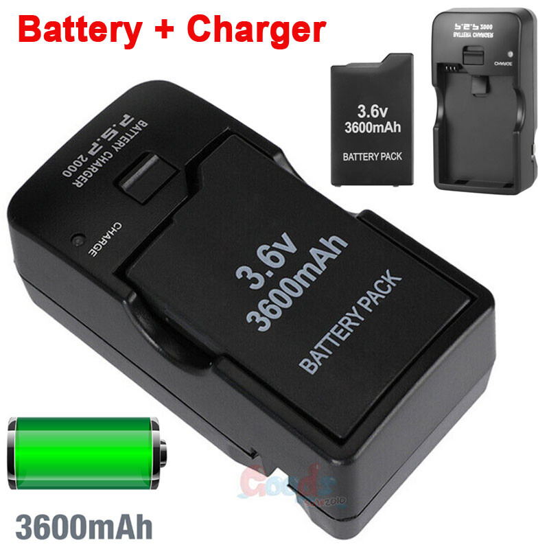 3600mAh Rechargeable Battery for PSP 2000 2001 2006 3000 3001 3003 +Charger