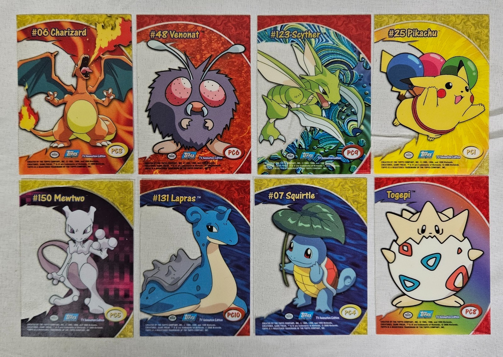 8x Topps Pokemon TV Animation Clear Chase Cards SEE PHOTOS