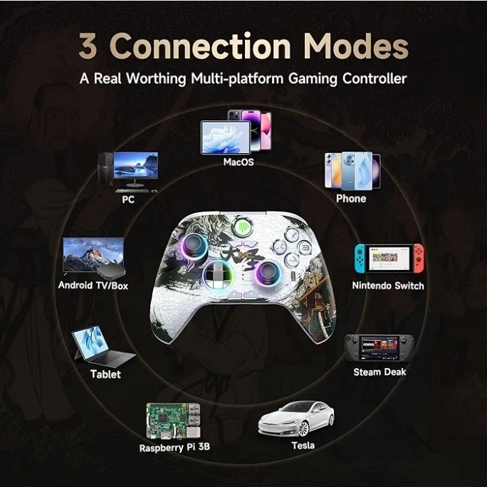 EasySMX X15 Wireless Controller RGB Hall Effect PC Switch Android w/ USB Fob
