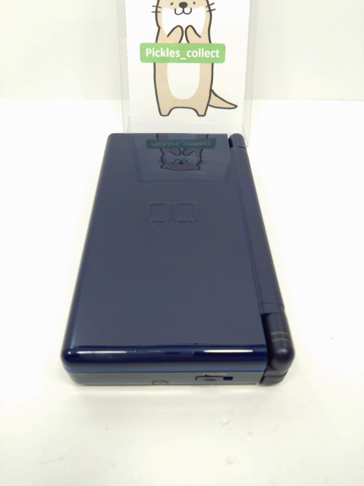 DS Lite Enamel Navy USG-001 w/GBA Connect Cover Tested Nintendo DS 0624A