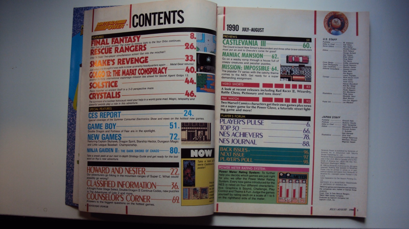 Nintendo Power Magazine Rescue Rangers (July/August 1990) W/Poster + Inserts