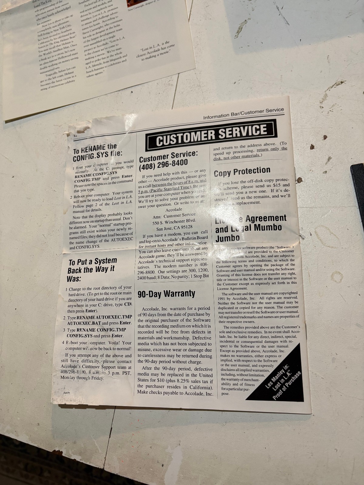 IBM PC Les Manley in: Lost in L.A. 3.5″ Game Big Box Accolade LA