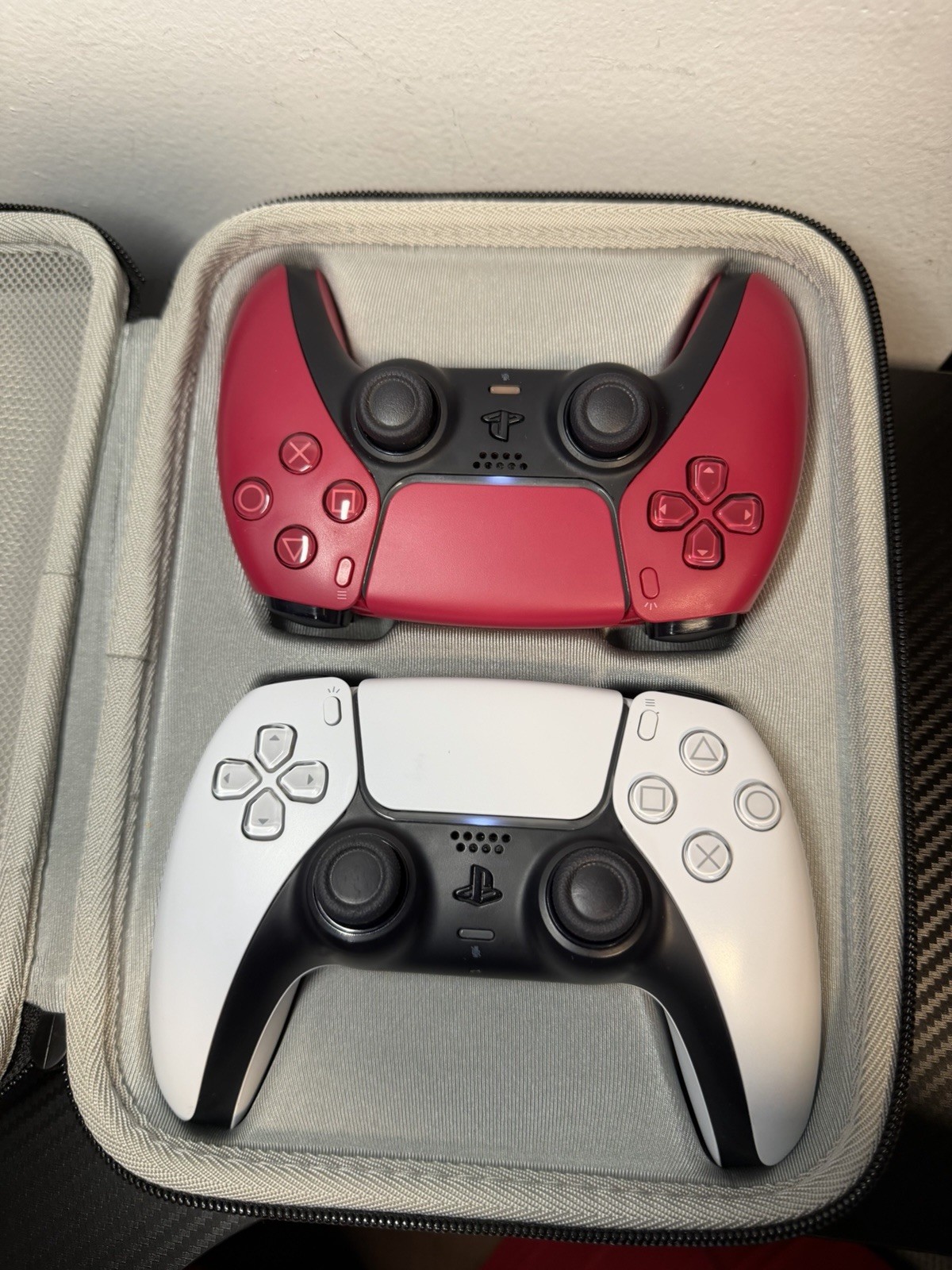 Sony PS5 DualSense Wireless Controller Cosmic Red & White + Carrying Case TESTED