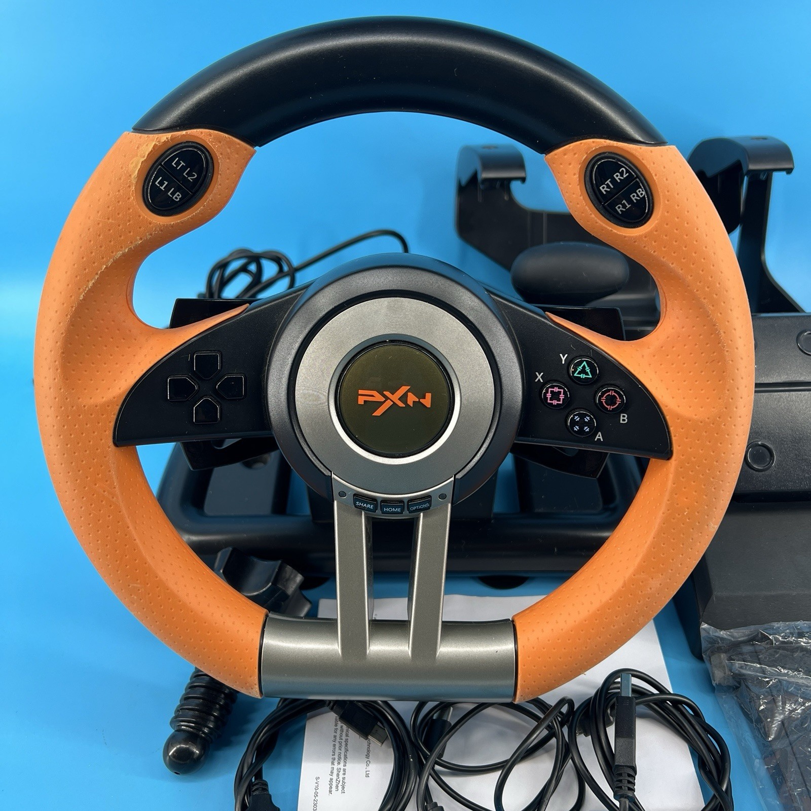 PXN V3 PRO Racing Wheel & Pedals for PC, PS3, PS4, X-One, X/S, Switch – Orange