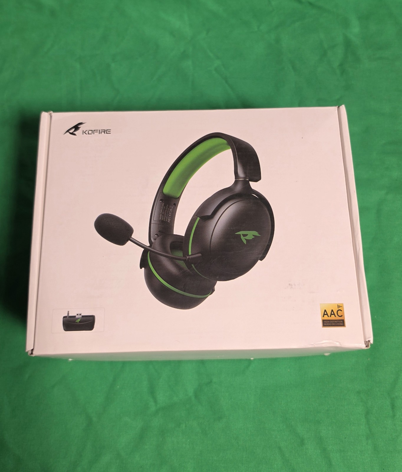 KOFIRE Xbox Wireless Gaming Headset Bluetooth USB Wireless Black Green Boom Mic