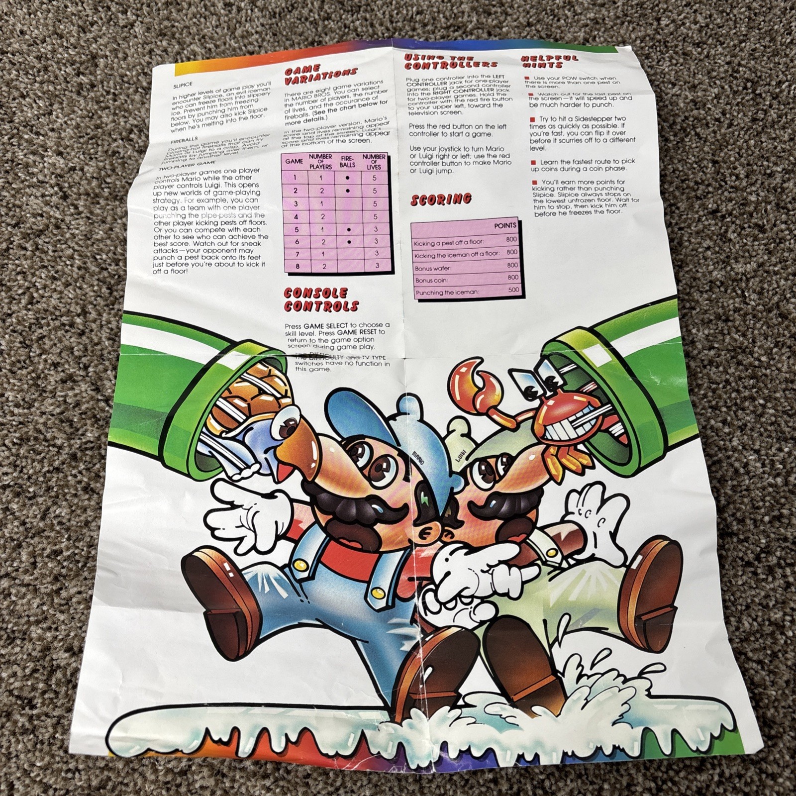 Mario Bros. (Atari 2600, 1983) Cartridge, Manual And Box Complete CIB Tested