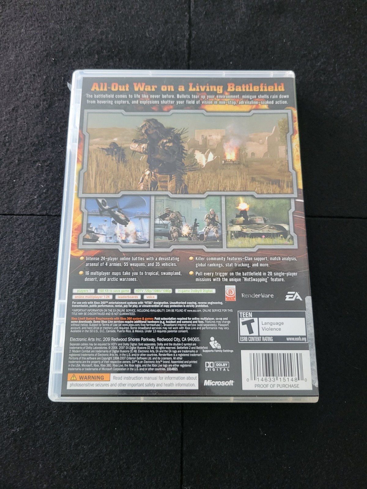 Battlefield 2: Modern Combat (Xbox 360, 2006) Tested Working