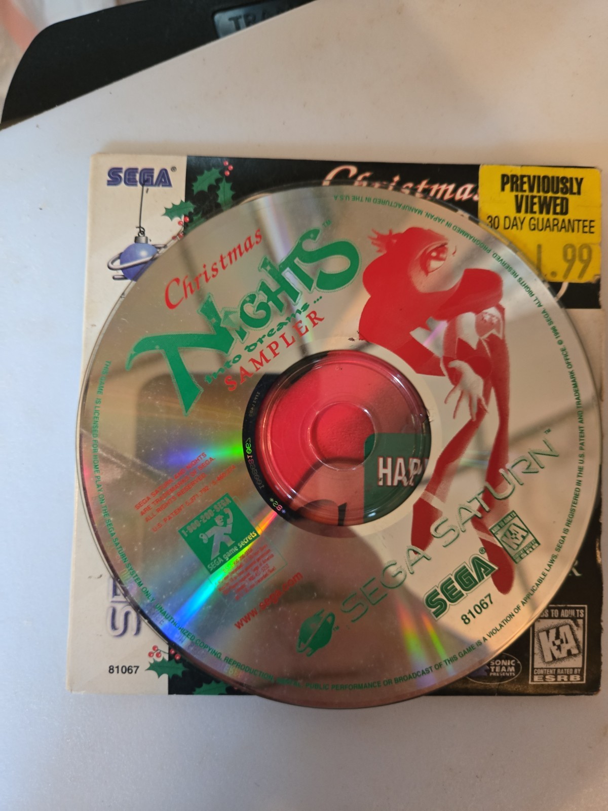 Christmas Nights Into Dreams Sega Saturn, 1996 Sampler Disc US Vers. See Pics