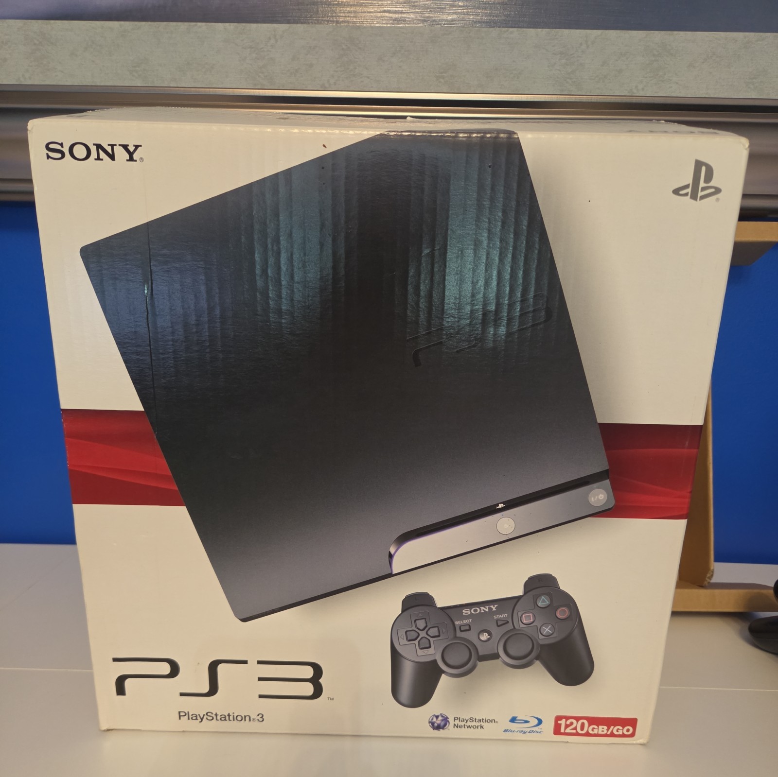 SONY PLAYSTATION 3 SLIM PS3 120GB BLACK CONSOLE CECH-2001A W 2 EXTRA CONTROLLERS