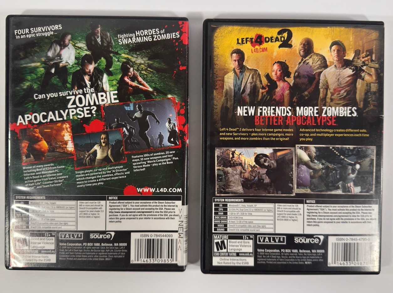 Left 4 Dead And Left 4 Dead 2 PC DVD Complete Lot Of 2