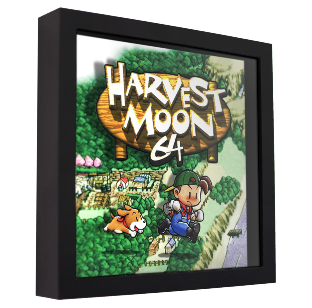 Harvest Moon 64 (Cover Art) – 3D Shadow Box Frame (9″ x 9″) Gaming Art