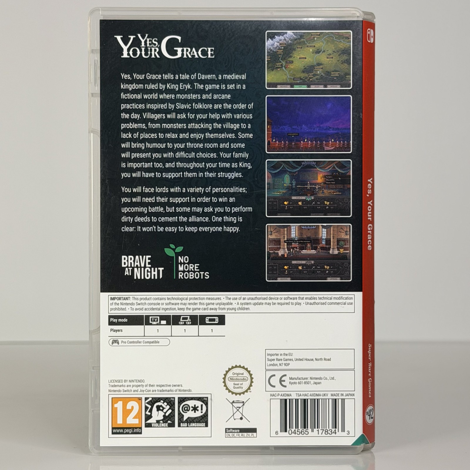 Yes Your Grace Nintendo Switch Super Rare Games w/ Manual & Cards ⚠️TESTED