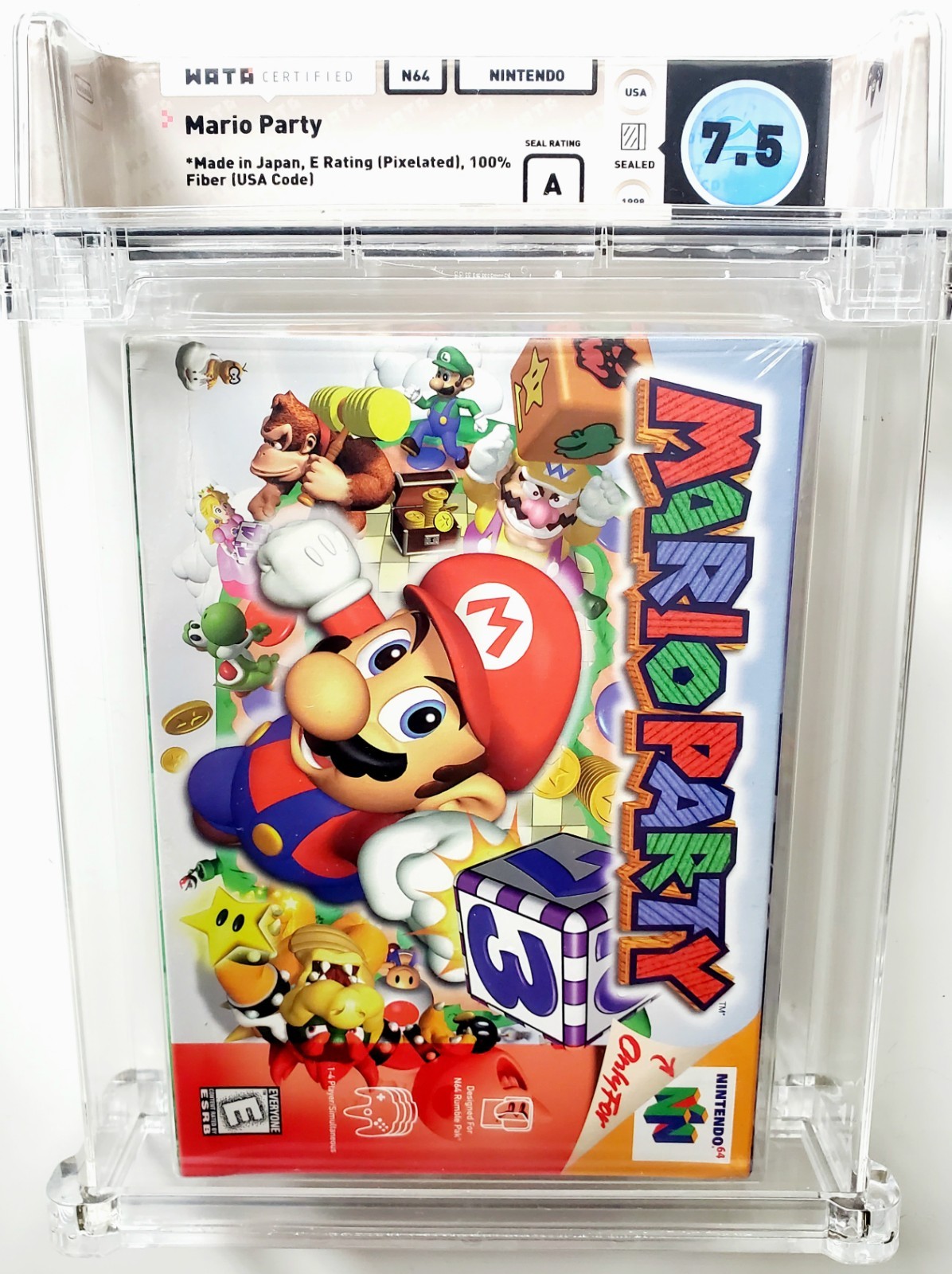 New MARIO PARTY 1 Nintendo 64 N64 1998 Graded WATA PSA 7.5 A – POP 16 RARE GRAIL