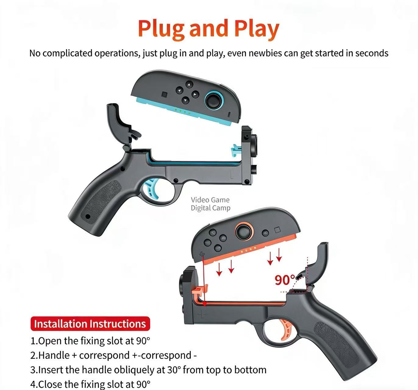 Switch Gun Grip for Switch 2/OLED, Pistol Grip for Shooting Games