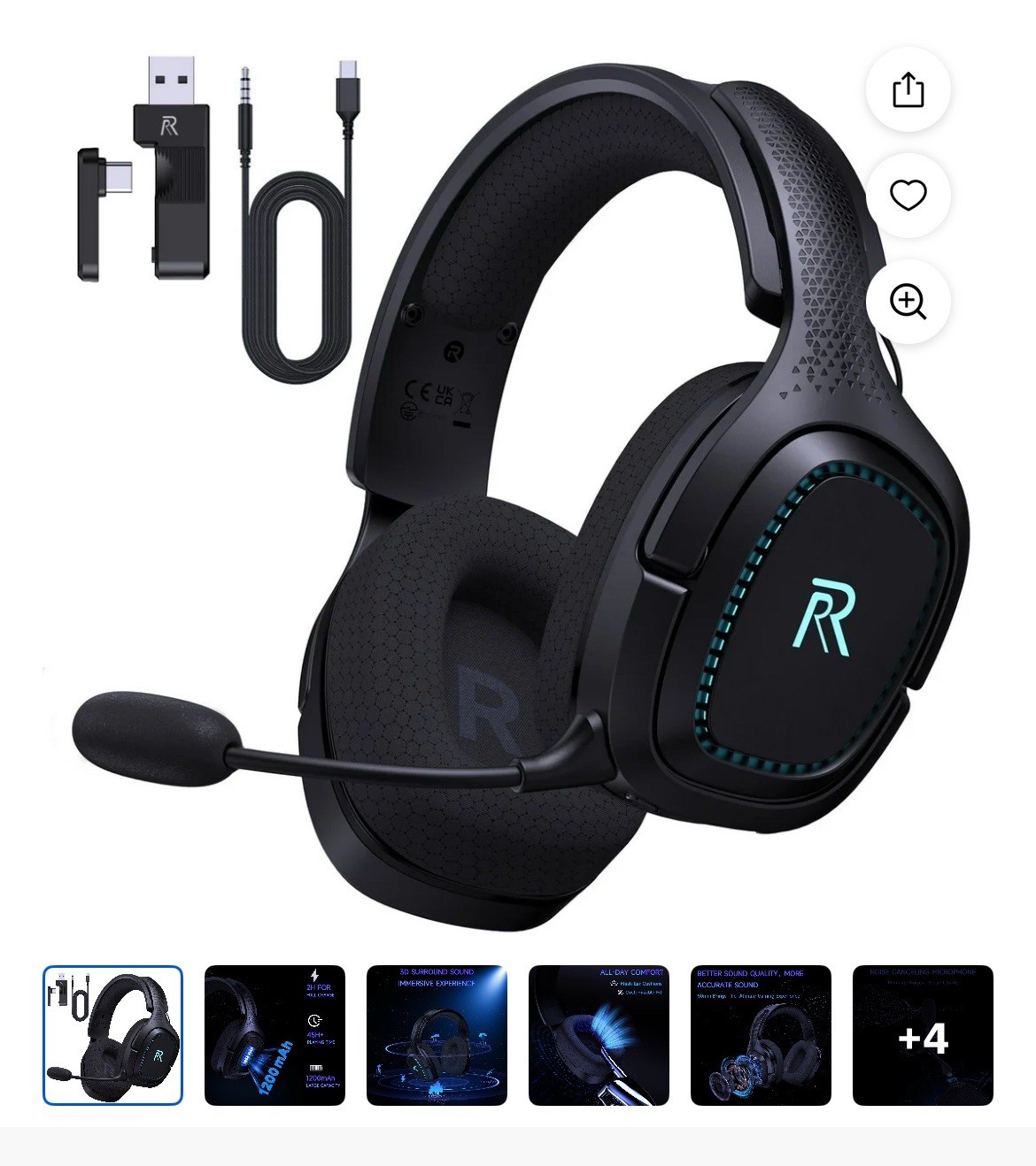 Ffn 2.4GHz Wireless Gaming Headset For Ps5/ps4,pc,switch’ Bluetooth 5.2