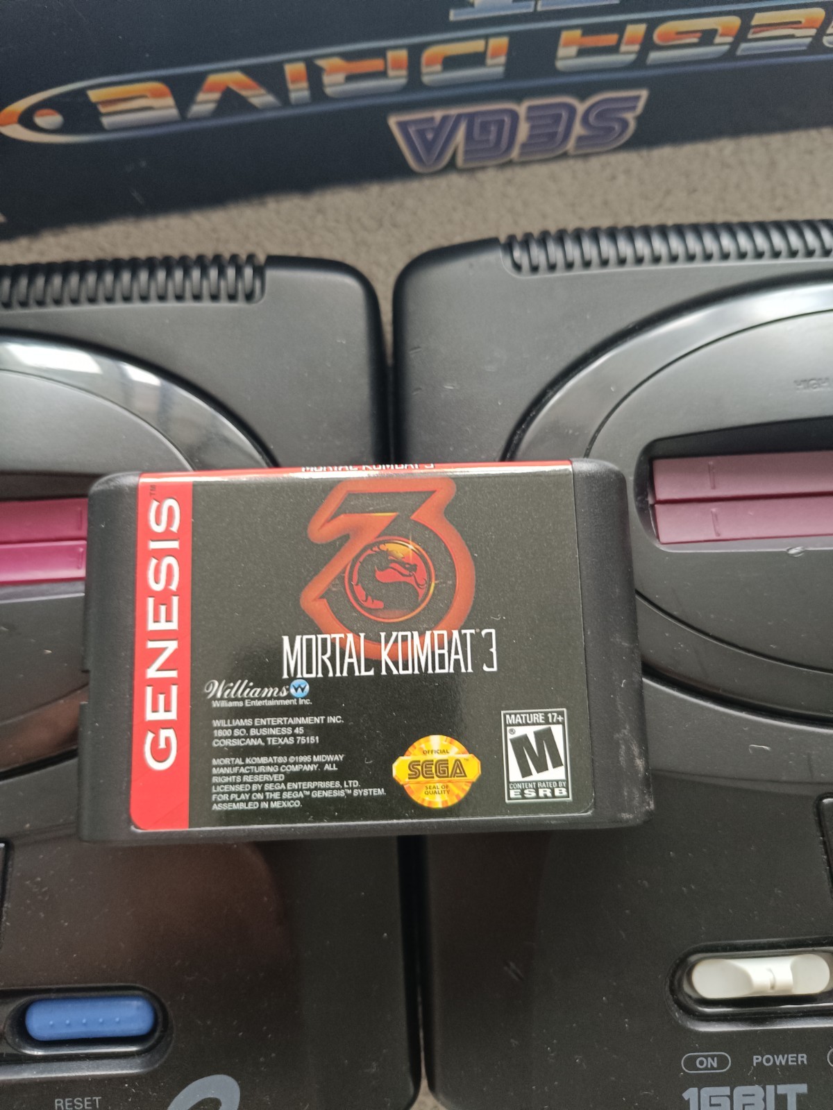 Set of consoles Sega Mega Drive 2.Full set.Cartridge Mortal Kombat 3.Working