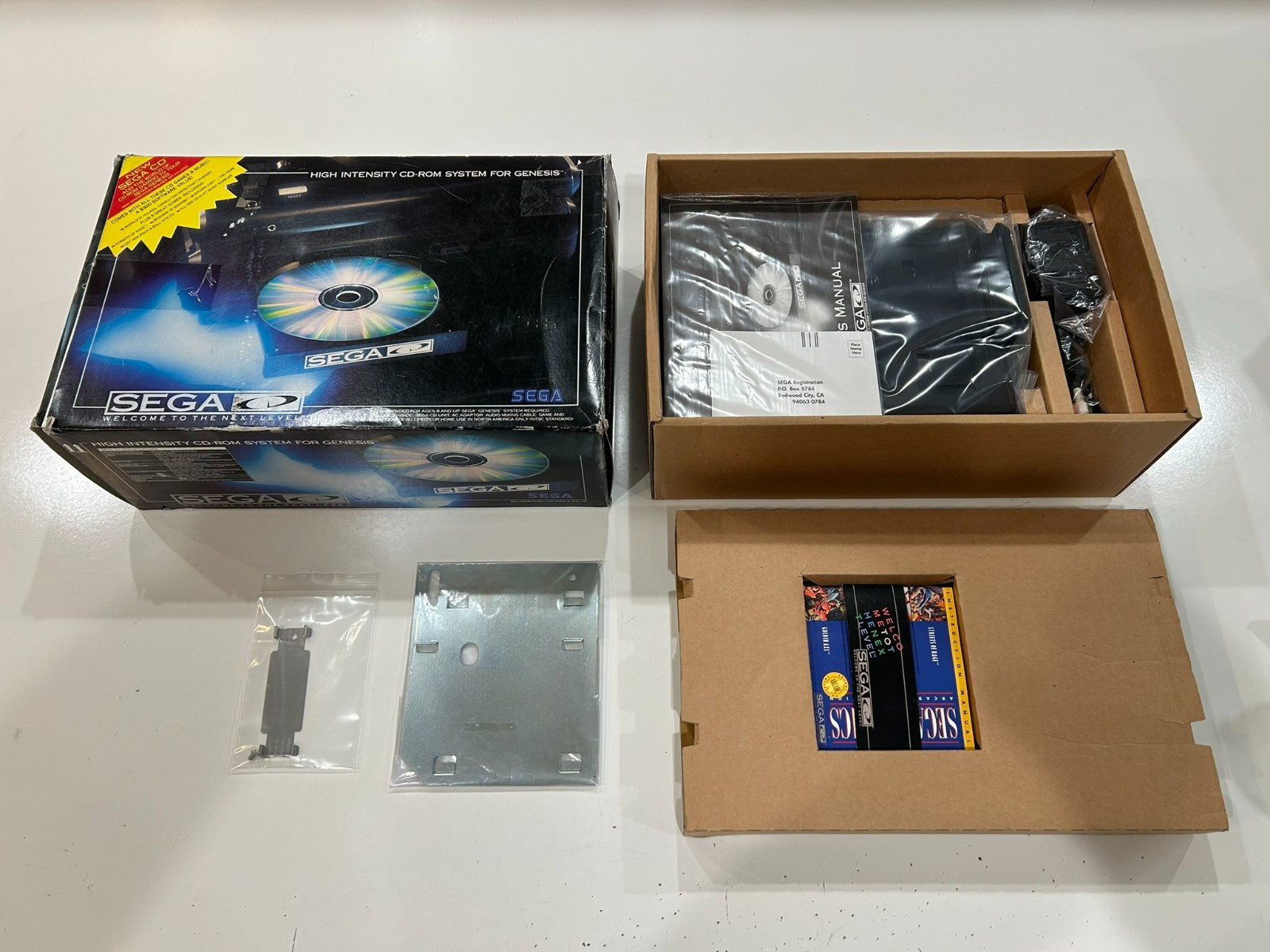Sega CD Model 1 CIB Genesis System Console Add On Complete in Box Tested Clean!