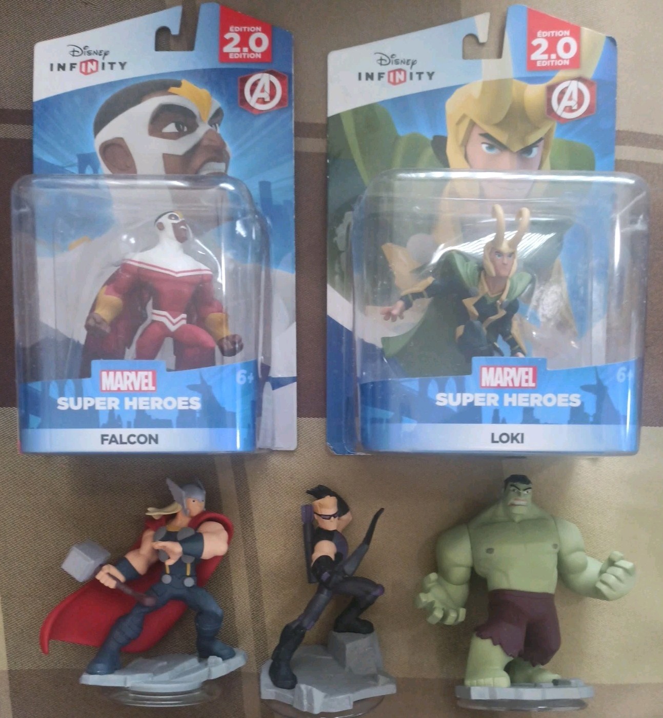 Disney Infinity 2.0 Lot 5 figures 2 Sealed 3 Loose Falcon Loki Thor Hawkeye Hulk