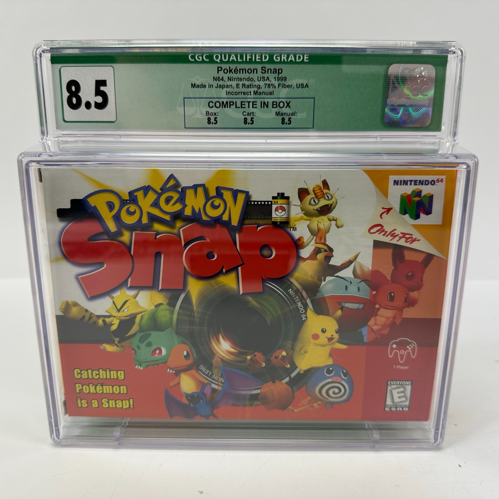 Pokémon Snap Nintendo 64 CIB CGC Graded 8.5 Q 78% Fiber
