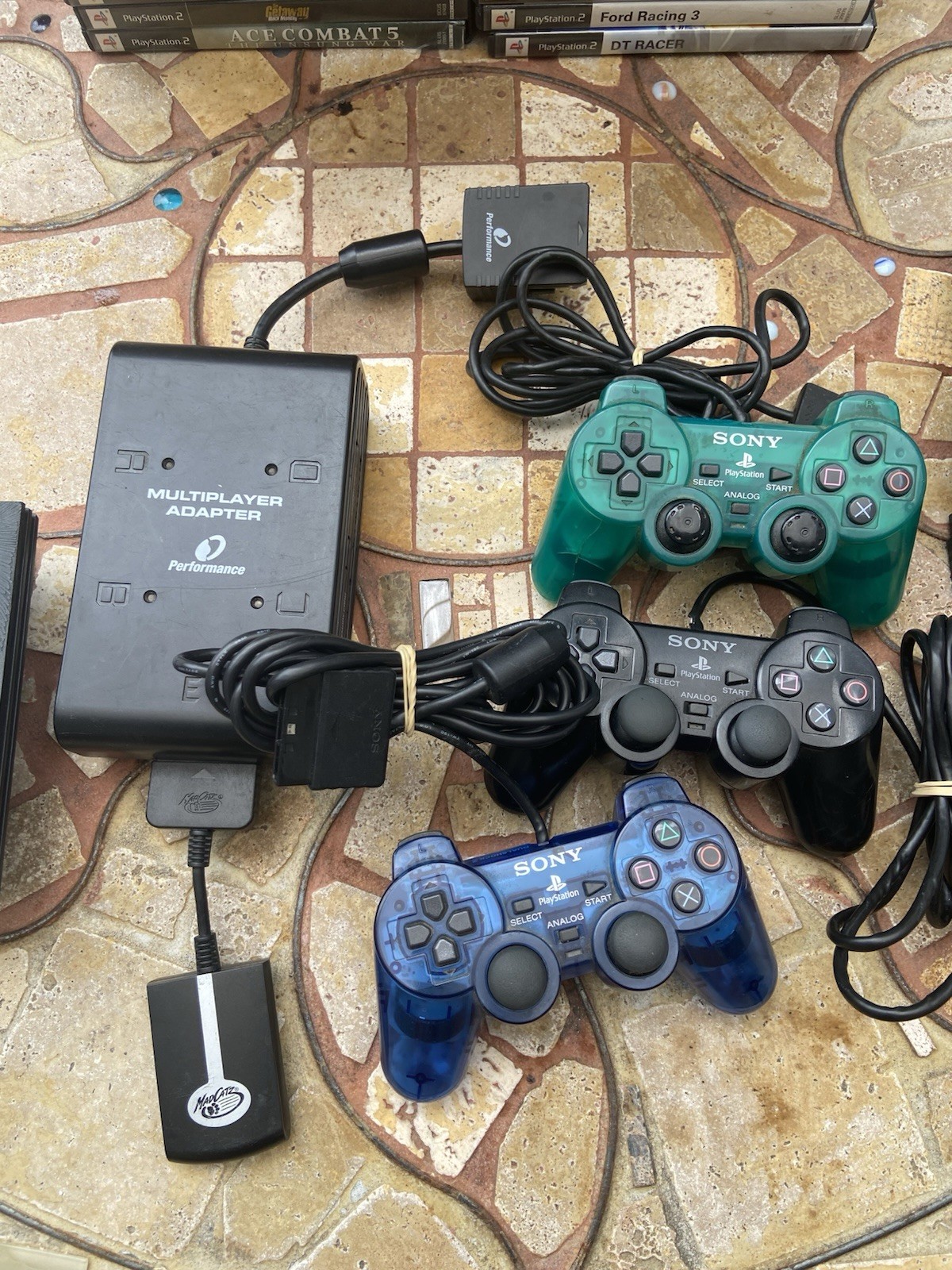 PS2 Slim Console Bundle 50 Games 3 Controllers Multitap Tested Works Great