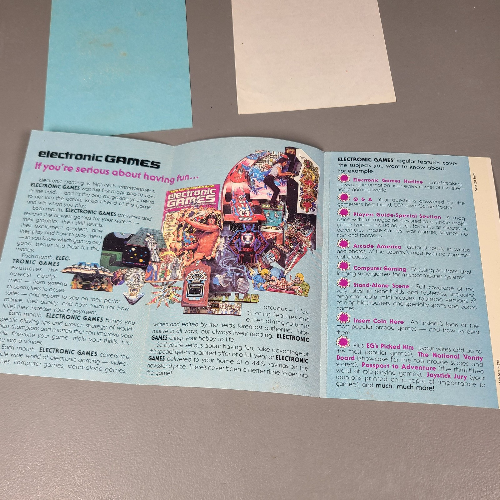 VTG Early 80s U.S. Games Vidtec Warranty Cards & Electronic Games Magazine Promo