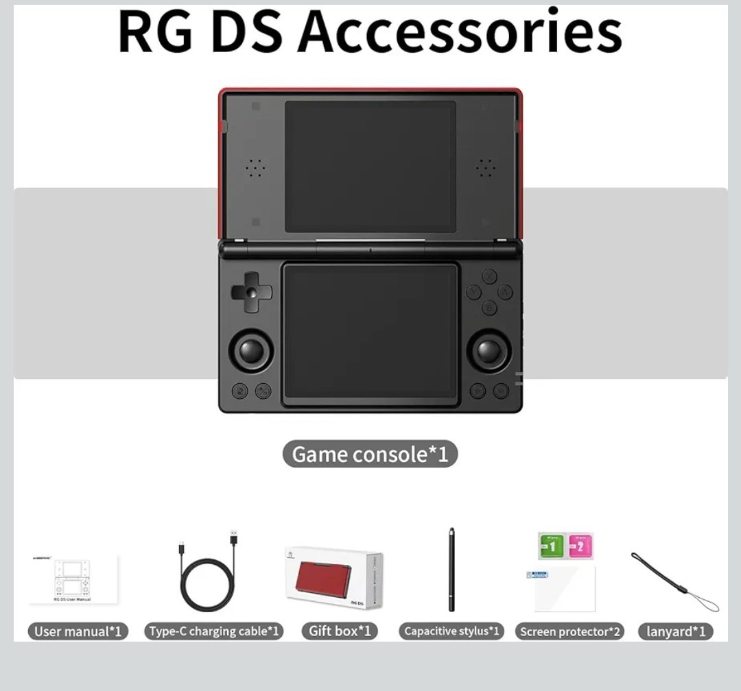 Anbernic RG DS Dual Screen Handheld Console with Stylus, Wi-Fi, 32GB, HD IPS