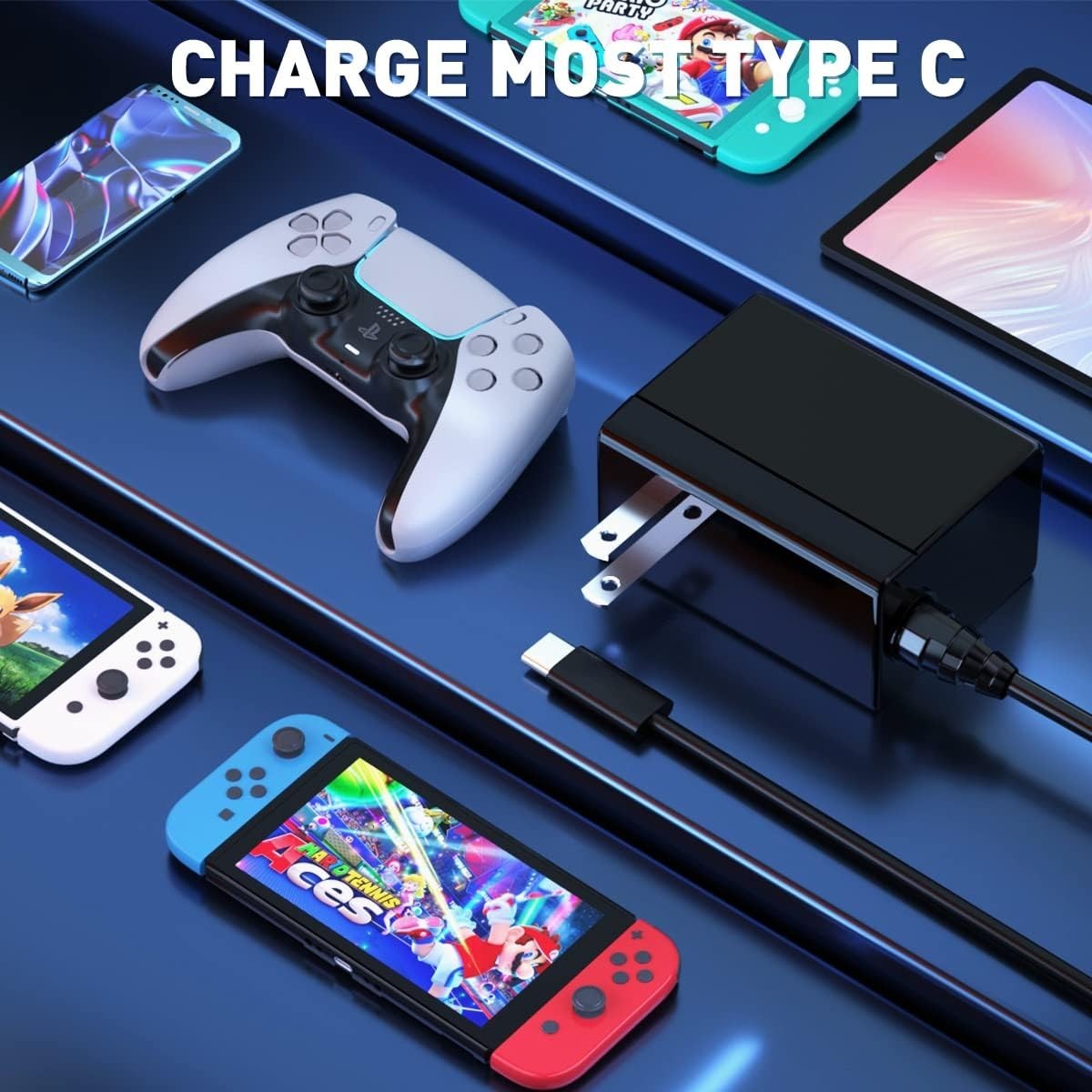 For Nintendo Switch AC Power Adapter 15V2.6A USB C Charger Cable Support TV Dock