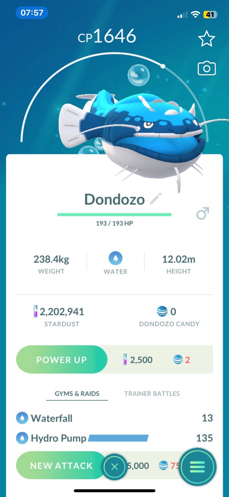 ⭐️🍶Pokemon Go ⭐️#977 Dondozo*NEW PVP TANK **Friendship Included