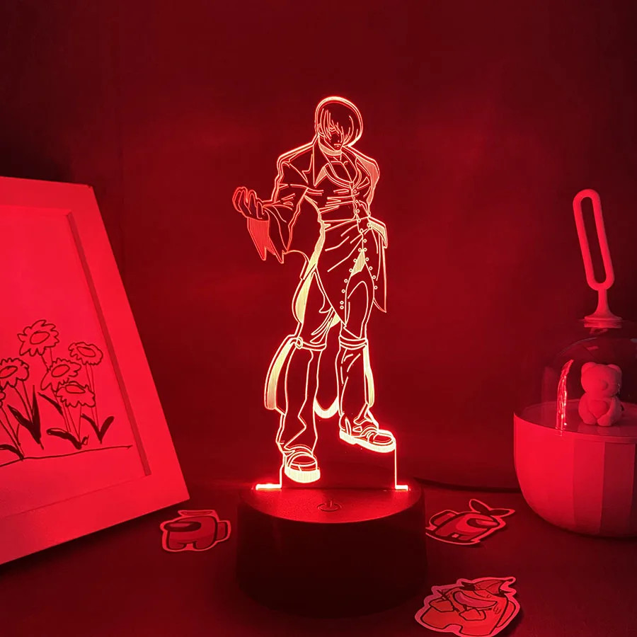 Game the King of Fighters Iori Yagami 3D LED Neon Night Lights Birthday Gifts fo