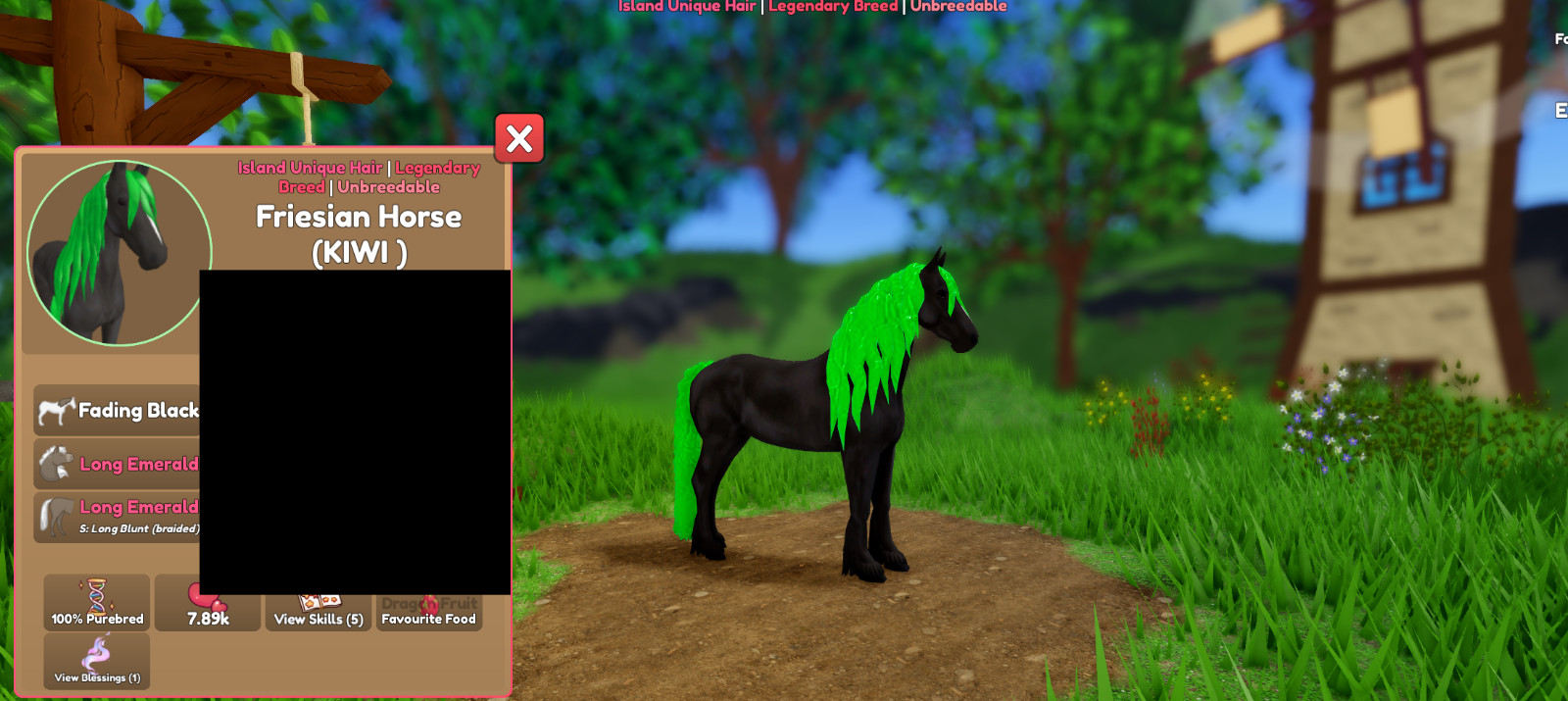 Emerald Fading Black IUH Friesian Horse | Wild Horse Islands | WHI