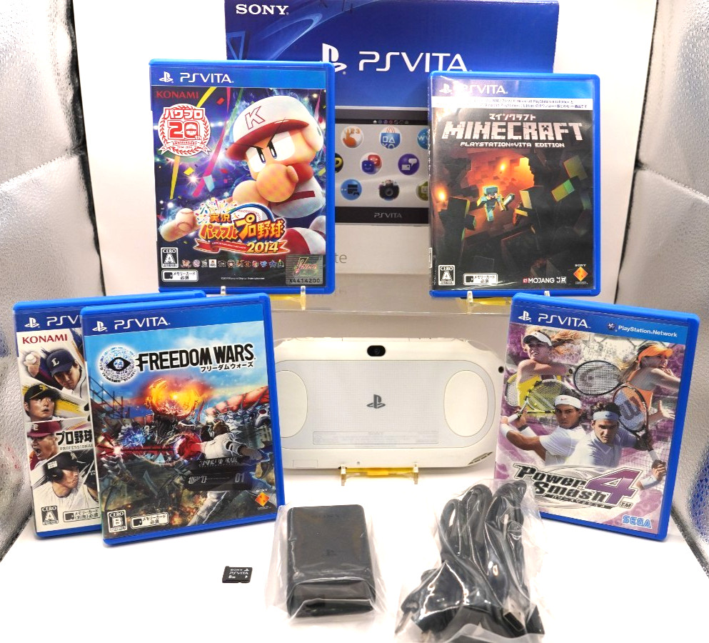 Sony PS Vita Slim PCH-2000 White + 5 Games + 8GB Memory Card + Charger Japan