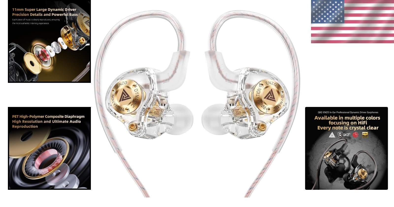 Dynamic Driver QKZ ENZO Earphones | 20Hz-20kHz Frequency Range for Clarity