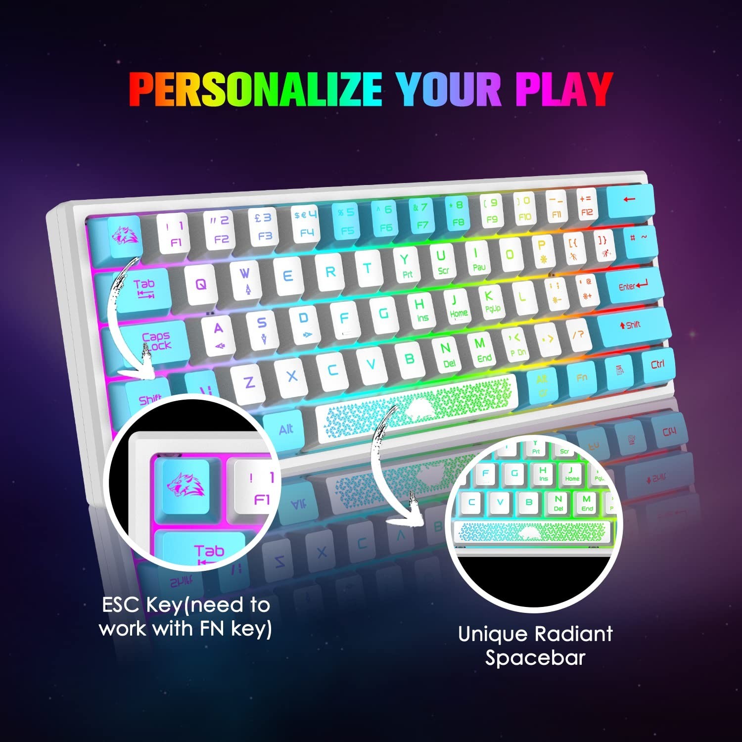 60% Gaming Keyboard and Mouse Combo Samll Mini RGB Backlight Mechanical Feeli…
