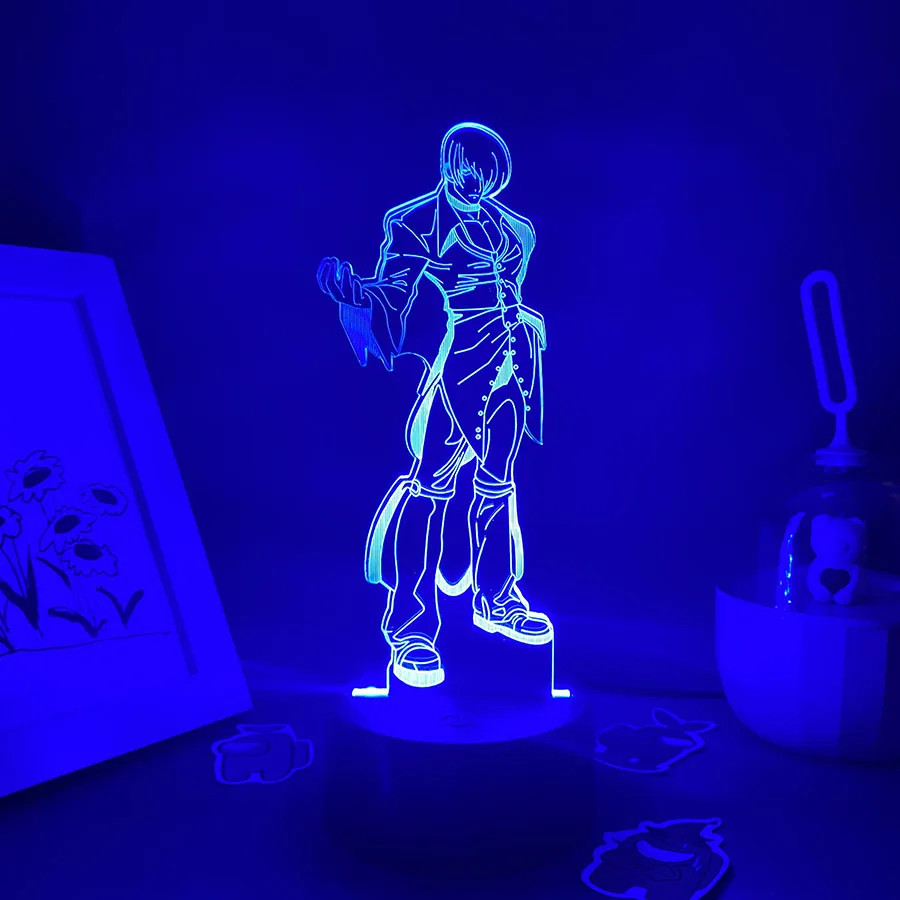 Game the King of Fighters Iori Yagami 3D LED Neon Night Lights Birthday Gifts fo