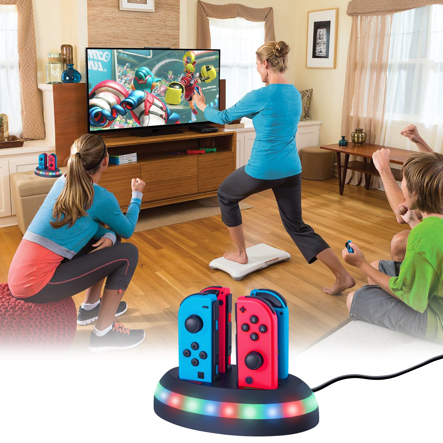 4 Slot Charging Stand DC 5V 2A Fast Charge Dock For Switch Joy-Con Gamep
