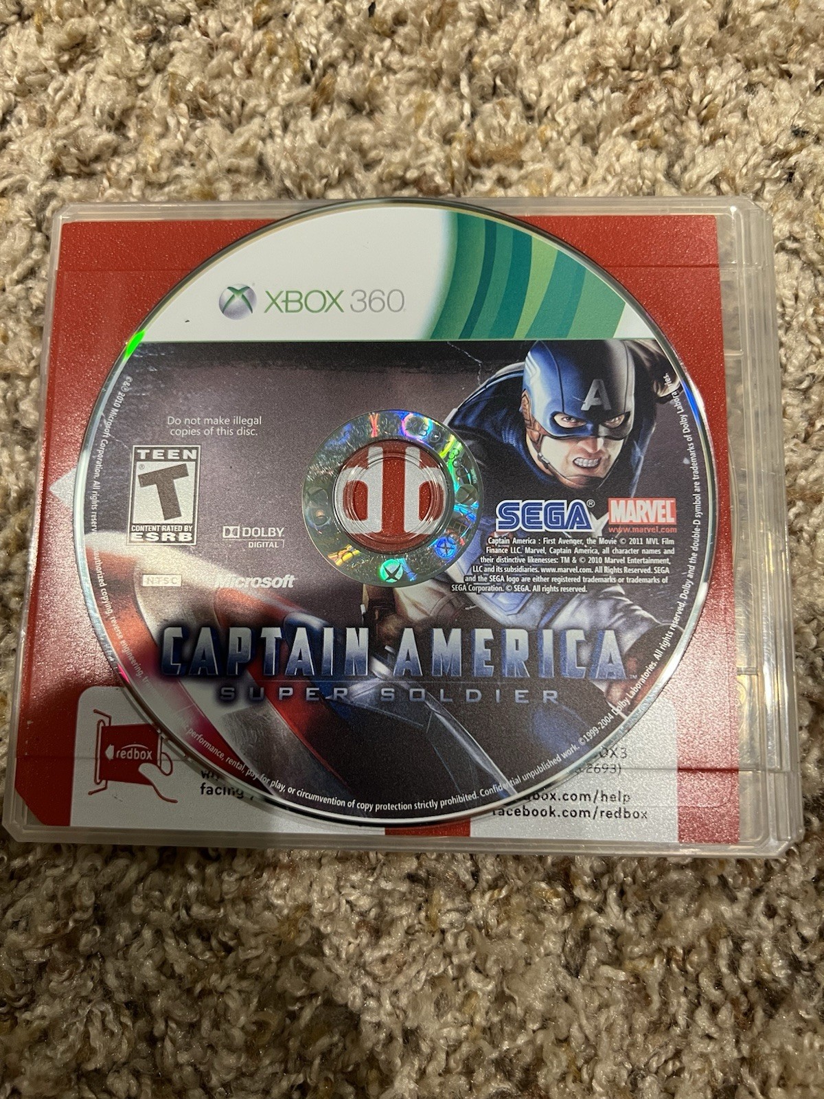 Captain America: Super Soldier (Microsoft Xbox 360, 2011) Disc Only